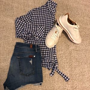 7 For All Mandkind High Waste Cutoff Denim Shorts